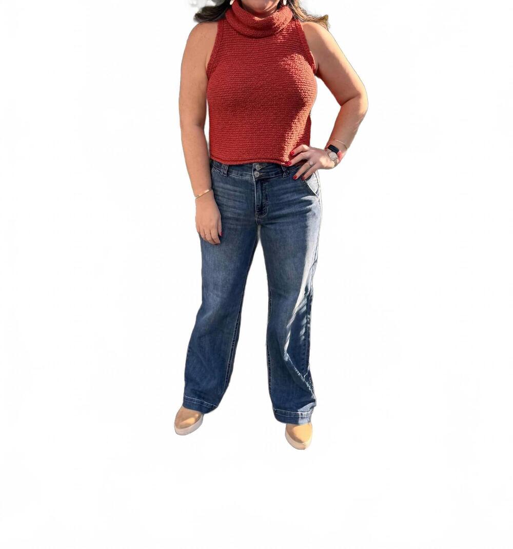 NEW BY TOGETHER salma sweater crop top in rust